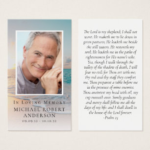 Beach Photo Memorial Prayer Card Visitkort