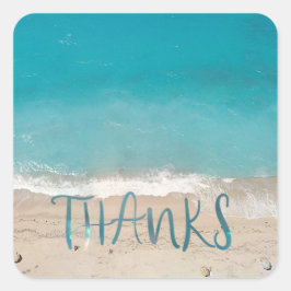 Beach Photo Tack Fyrkantigt Klistermärke