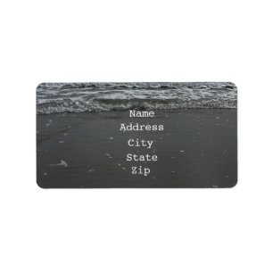 Beach Photo Vågar Vatten Sandy Brown Text Template Adressetikett