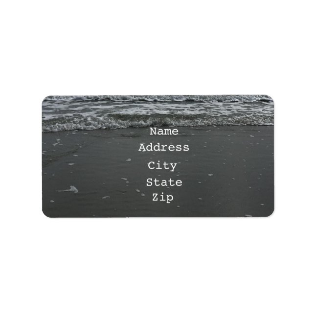 Beach Photo Vågar Vatten Sandy Brown Text Template Adressetikett (Framsidan)
