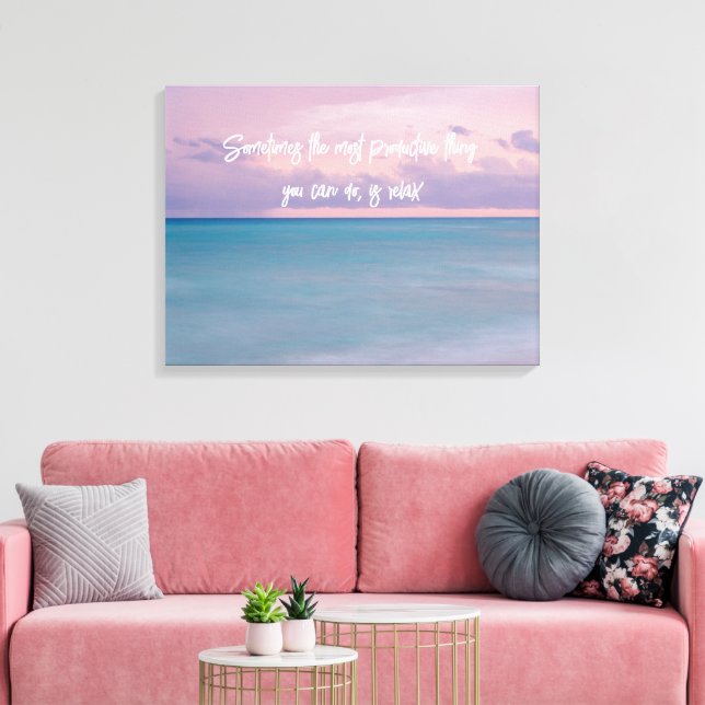 Beach Photography Decor with Travel Quote Canvastryck (Insitu (Vardagsrum))