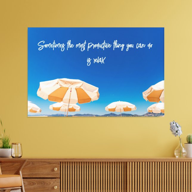 Beach Photography Decor with Travel Quote Canvastryck (Insitu (Vardagsrum))