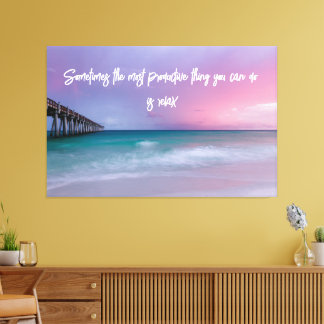 Beach Photography Decor with Travel Quote Canvastryck