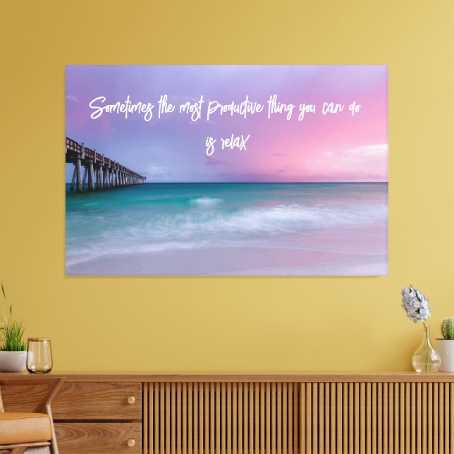 Beach Photography Decor with Travel Quote Canvastryck (Insitu (Vardagsrum))