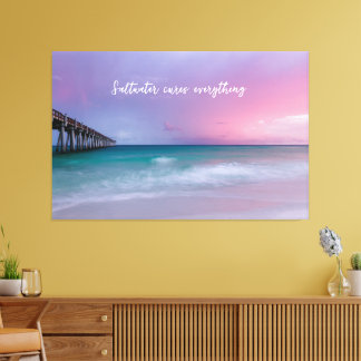 Beach Photography Decor with Travel Quote Canvastryck
