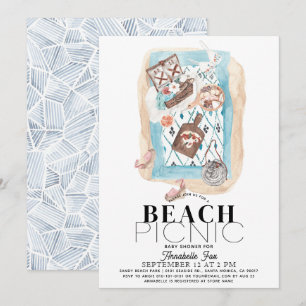 Beach Picnic Baby Shower Indigo Inbjudningar