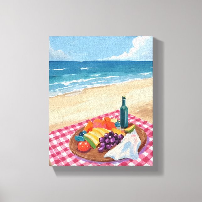 Beach Picnic | Havsfärgsfärg Canvastryck (Framsida)