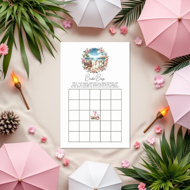 Beach Picnic Möhippa Bingo Game (Beach Picnic Bridal Shower Bingo Game)