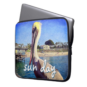 Beach Pier Pelican Bird Photo Sol Day-citattecken Laptop Fodral