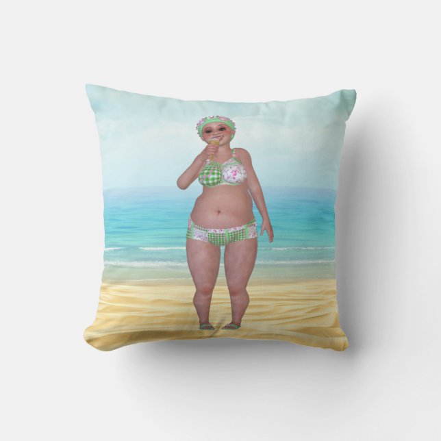 Beach Pillow med Funny Bathing Beauty Kudde (Framsida)