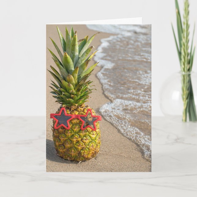 Beach Pineapple Friend's Birthday Card Kort (Framsida)