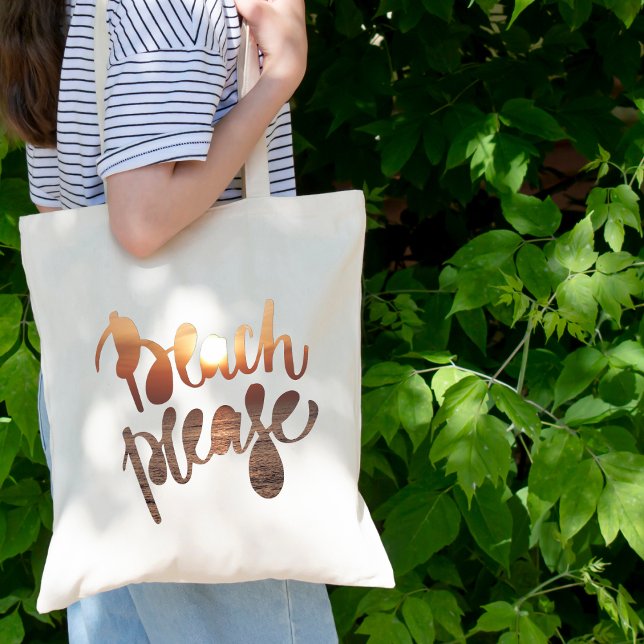 BEACH PLEASE | Roligt-typografi och offertdiagram  Tygkasse (Skapare uppladdad)