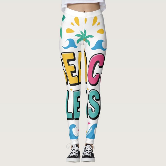 Beach Please Summer Vibes Leggings (Framsida)