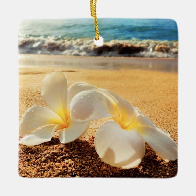 Beach Plumeria Christmas Ornament (Framsida)