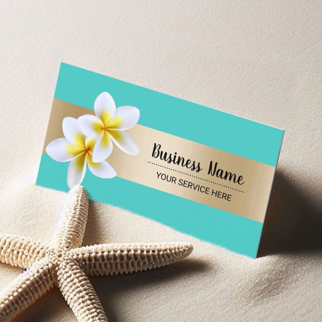 Beach Plumeria Flower Beauty Salon Spa Turcos Visitkort (Skapare uppladdad)