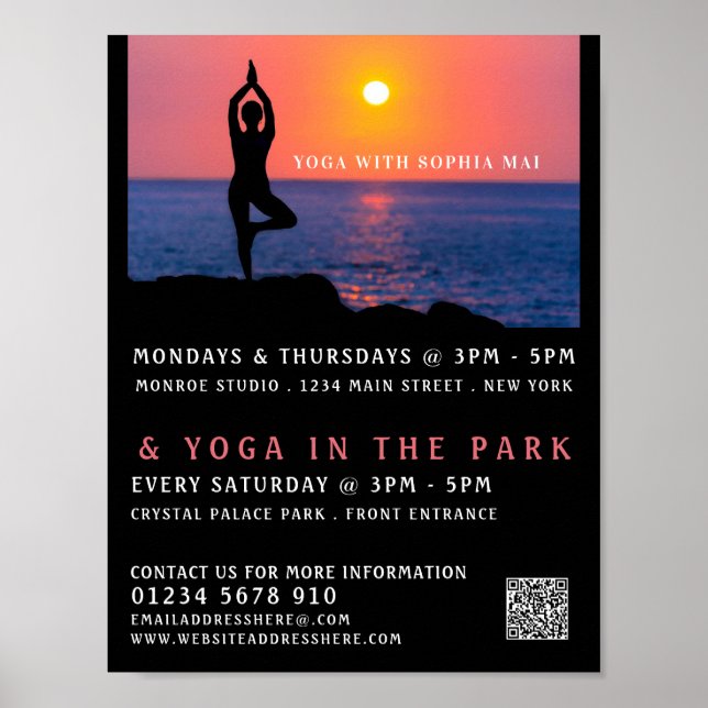Beach Porträtt, Yoga Class Advertising Poster (Framsidan)