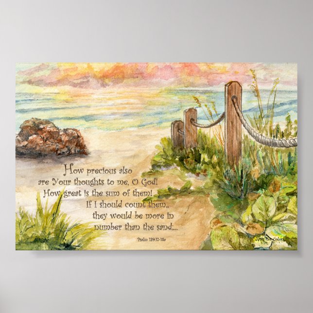 Beach Posts Sunrise-Psalm 139 Poster (Framsidan)