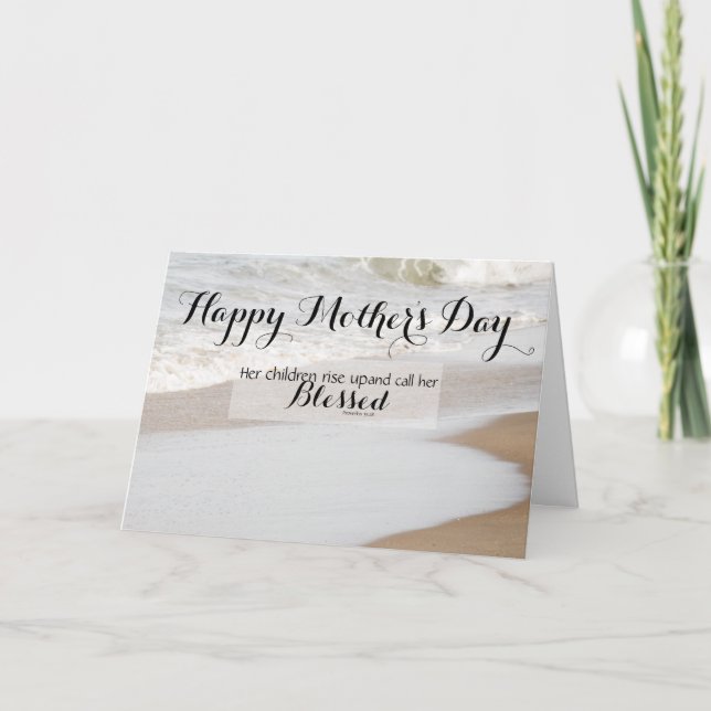 Beach - Proverbs 31:28 Bible Verses Mors dag Kort (Framsida)