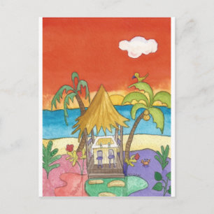 Beach Pub vid Sunset Postcard Vykort