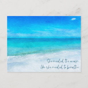 Beach Quote Florida Coastal Tropical Teal Blue Vykort