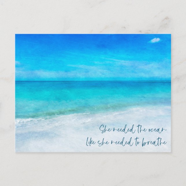 Beach Quote Florida Coastal Tropical Teal Blue Vykort (Framsida)