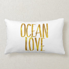 Beach Quote Glitter Guld Foil och White Ocean Kärl Lumbarkudde