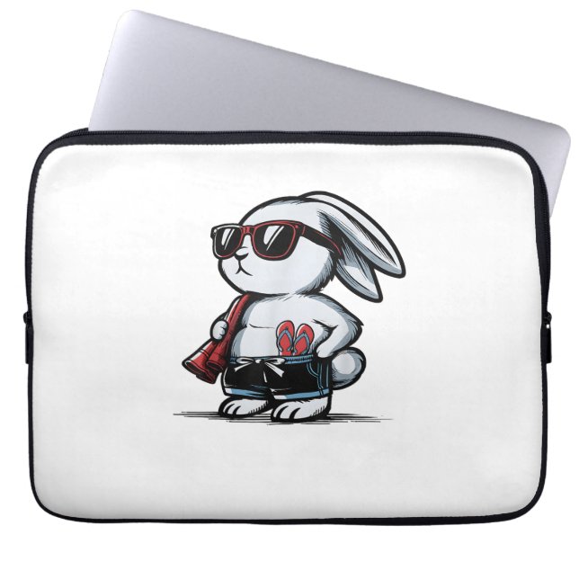 Beach Rabbit Bunny Beach-Goer Summer Laptop Fodral (Framsidan)