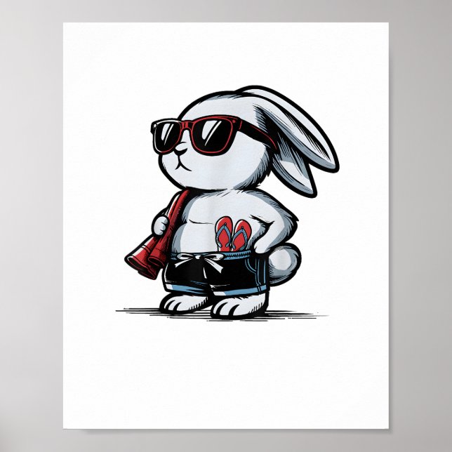 Beach Rabbit Bunny Beach-Goer Summer Poster (Framsidan)