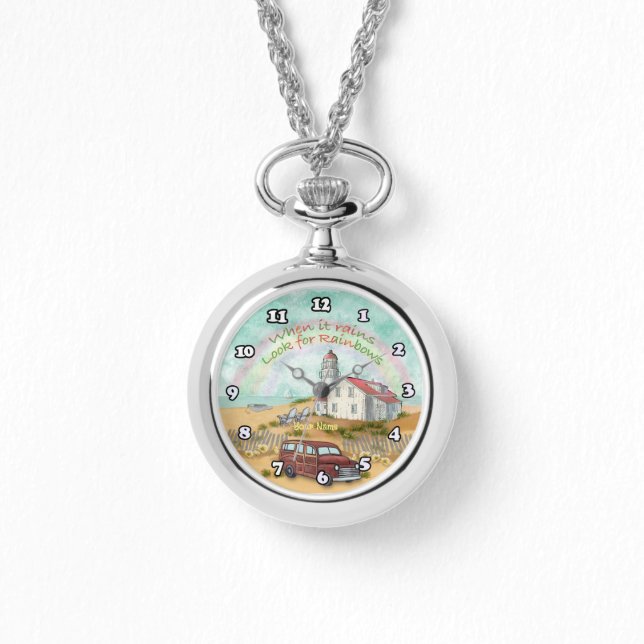 Beach Rainbow Lighthouse Armbandsur (Framsida)