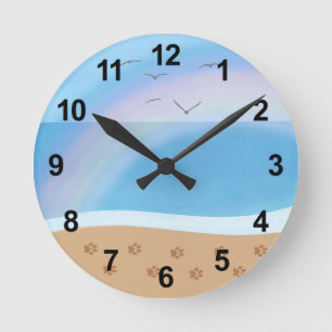 Beach Rainbow Tass avtryck Acrylic Wall Clock Rund Klocka