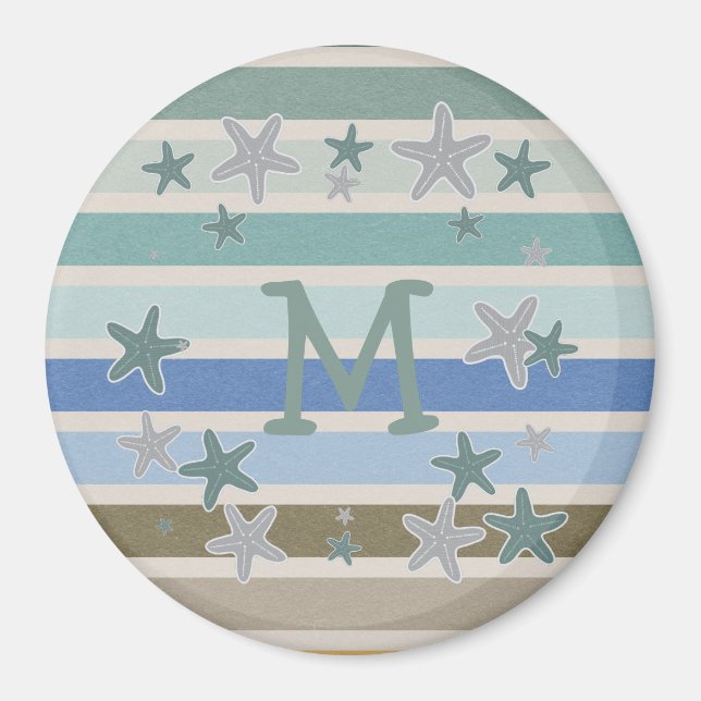 Beach Rand och Starfish Monogram Magnet (Framsidan)