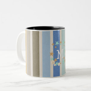 Beach Rand och Starfish Monogram Två-Tonad Mugg