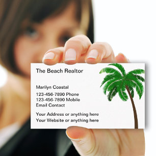 Beach Realtor Handflatan Träd Theme Visitkort