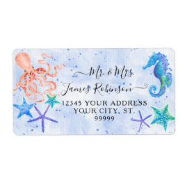 Beach Red Octopus Seahorse Starfish Baby Shower Fraktsedel