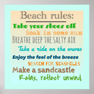 Beach Regler Roligt Colorful Nautical Typography Poster