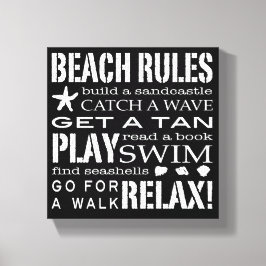 Beach Regler vid Seashore Crisp Black & White Canvastryck