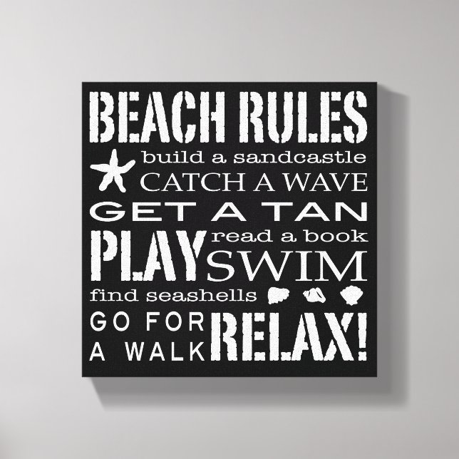 Beach Regler vid Seashore Crisp Black & White Canvastryck (Framsida)