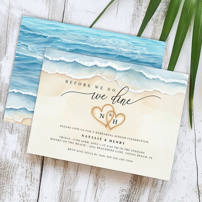 Beach Rehearsal Dinner Watercolor Ocean Inbjudningar (Beach Wedding Rehearsal Dinner Invite)