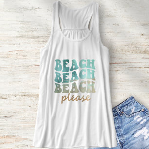 Beach, Retro Blue och Tan Summer Linne Med Racerback