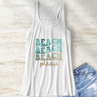 Beach, Retro Blue och Tan Summer Linne Med Racerback