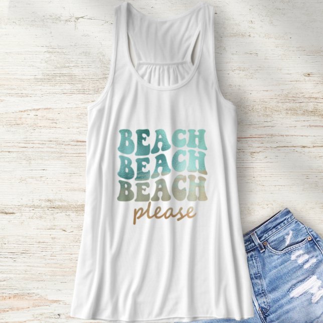 Beach, Retro Blue och Tan Summer Linne Med Racerback (Summer Beachy Beach Please Racerback Shirt)
