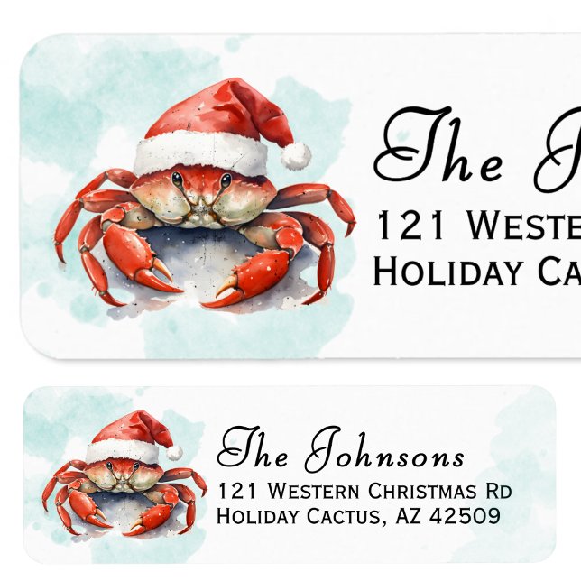 Beach Return Address Labels | Christmas Crab Returadress Etikett (Skapare uppladdad)