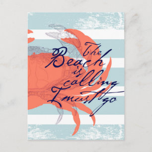 Beach ringer att jag måste gå. vykort