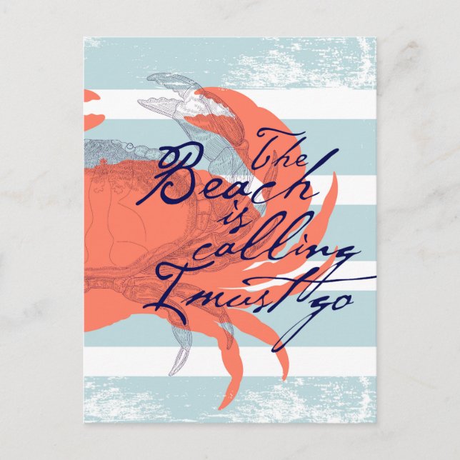 Beach ringer att jag måste gå. vykort (Framsida)