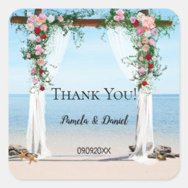 Beach Ro Arbor Bröllop Tack Sticker Fyrkantigt Klistermärke