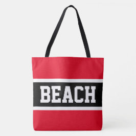 BEACH Roligt Athletic Bright Red Black White Rand Tygkasse