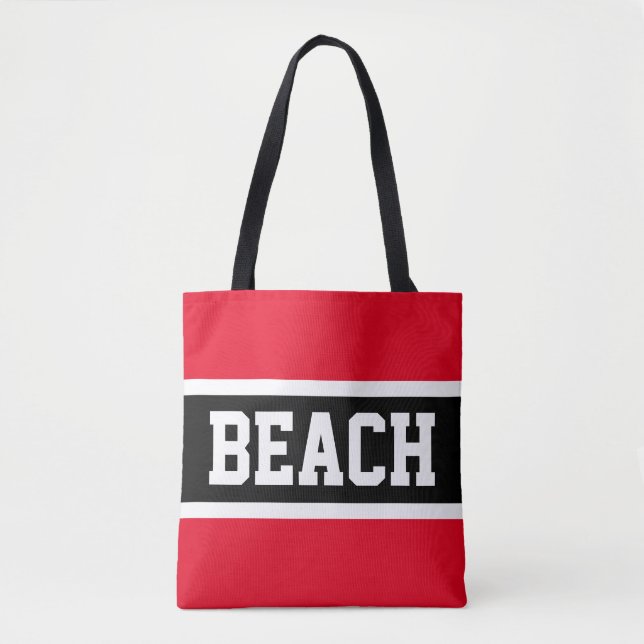 BEACH Roligt Athletic Bright Red Black White Rand Tygkasse (Framsida)