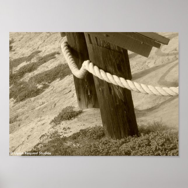 Beach Rope Fence - Sepia Poster (Framsidan)