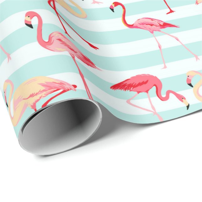 Beach rosa flamingo rand-emballering papper presentpapper (Rullad Hörn)