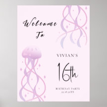 Beach  Rosa Sweet sixteen Party-inbjudan